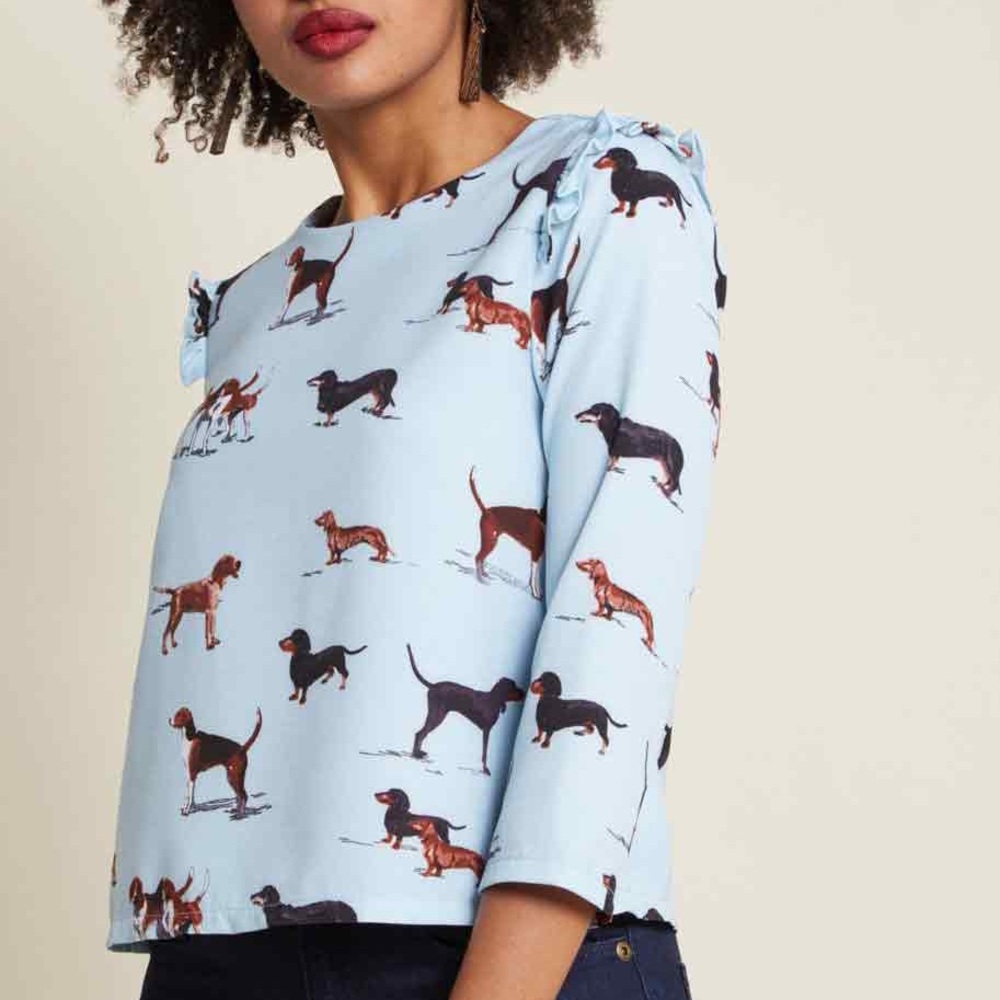 Dog print blouse